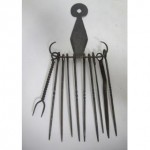 antique 1800s wrought iron cooking skewers set