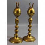 antique 1840s brass whale oil lamps