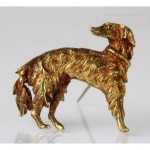 antique 18k wolfhound brooch