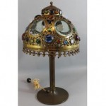 antique 19th century aesthetic jeweled shade lamp