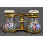 antique 19th century brass enamel opera glasses