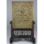 antique 19th century bronze plaque screen