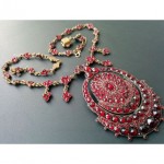 antique garnet locket brooch pendant necklace