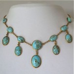 antique turquoise glass necklace