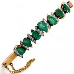 vinatge 1930s 14k diamond and emerald bracelet