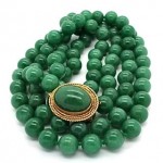 vintage 14k double strand jade bead necklace