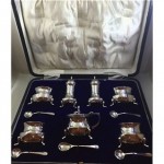 vintage 1920s cased silver cruet set