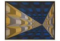 vintage 1960s geometric oil on canvas