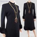 vintage 1960s knit mink trim dress