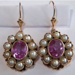 vintage alexandrite and pearl earrings