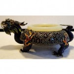 vintage chinese silver enamel jade bracelet dragon bowl