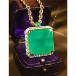 vintage emerald diamond pendant necklace