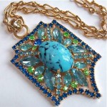 vintage juliana rhinestone pendant necklace