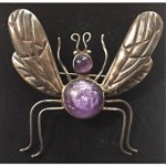 vintage los castillo amethyst sterling bug pin