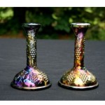 vintage northwood carnival glass candlesticks