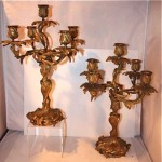 vintage pair bronze dore candelabra