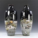 vintage pair japanese cloisonne vases