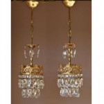 vintage pair matching crystal chandeliers