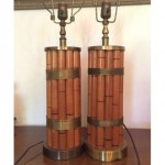 vintage pair mid-century bamboo lamps