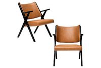 vintage pair mid-century french leather armchairs