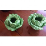 vintage pair original dodie thayer cabbage candleholders