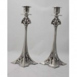 vintage pair wmf art nouveau pewter candlesticks