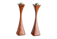 vintage pair wood candlestick holders