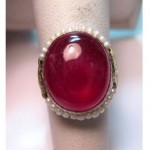 vintage ruby seed pearl ring