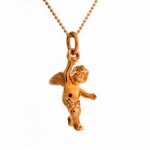 vintage tiffany 18k cherub charm necklace