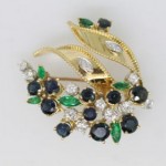 vintage tiffany 18k jeweled brooch