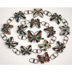 vintage zuni sterling inlay butterfly belt