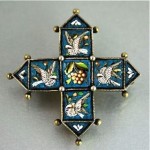 antique 1880s micro mosaic pendant brooch