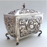 antique walker & hall sterling repousse tea caddy