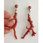 antique coral branch earrings